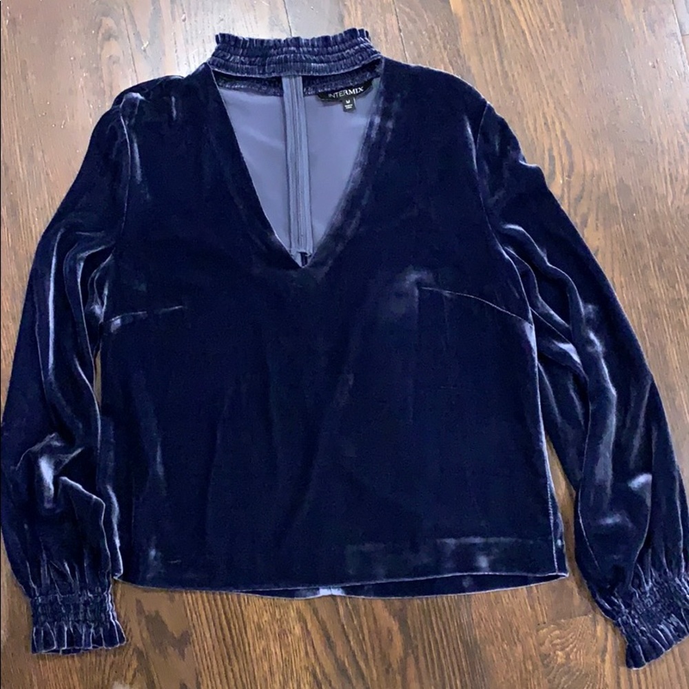 Intermix blue velvet top